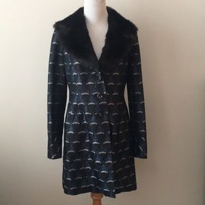 Nine West smoking jacket with fur collar